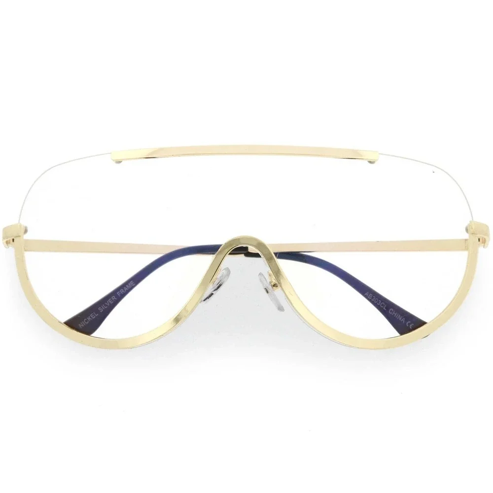 Sunglasses Men Trendy Retro Sun Glasses Oversize Clear Lens Metal Frame Hip‎ Hop
